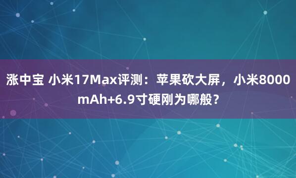 涨中宝 小米17Max评测：苹果砍大屏，小米8000mAh+6.9寸硬刚为哪般？